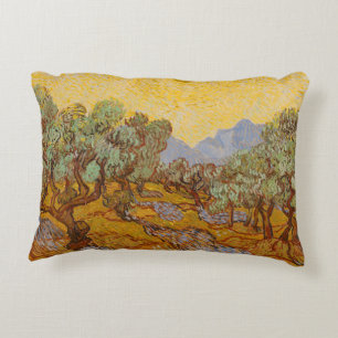 Van Gogh Olivenbäume Gelbe Sonne Himmel Dekokissen