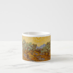 Van Gogh Olivenbäume Gelbe Sonne Himmel Espressotasse