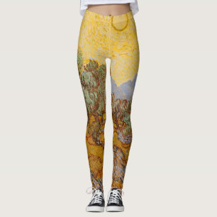 Van Gogh Olivenbäume Gelbe Sonne Himmel Leggings