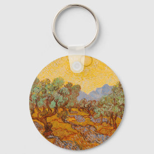 Van Gogh Olivenbäume Gelbe Sonne Himmel Schlüsselanhänger