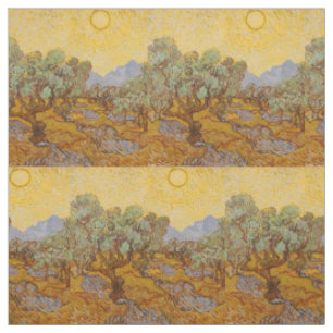 Van Gogh Olivenbäume Gelbe Sonne Himmel Stoff