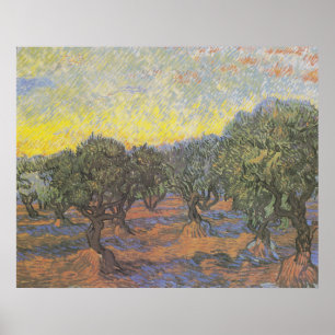 Van Gogh Olivenbäume Gelber Himmel Kunst Poster