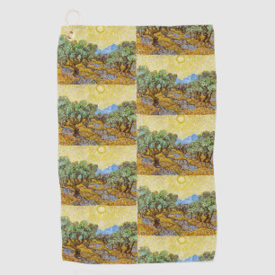Van Gogh Olivenbäume - Goldene Sonne & Himmel Kuns Golfhandtuch
