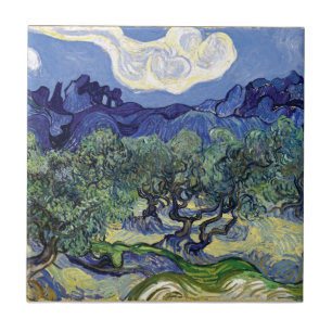 Van Gogh - Olivenbäume in einer bergigen Landschaf Fliese