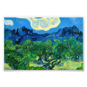 Van Gogh Olivenbäume in einer bergigen Landschaft Fotodruck