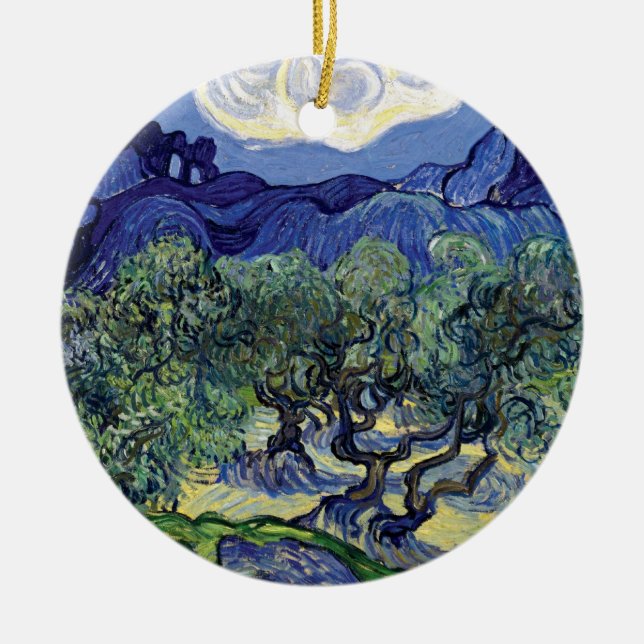 Van Gogh - Olivenbäume in einer Berglandschaft Keramikornament (Vorne)