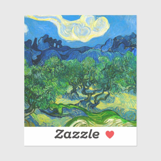 Van Gogh Olivenbäume in einer Bergwelt Aufkleber (Blatt)