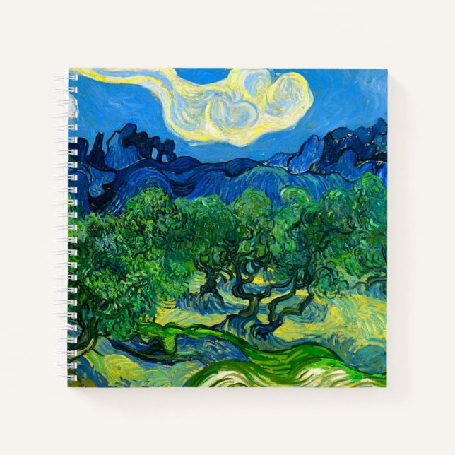 Van Gogh Olivenbäume in einer Bergwelt Notizbuch (Vorderseite)