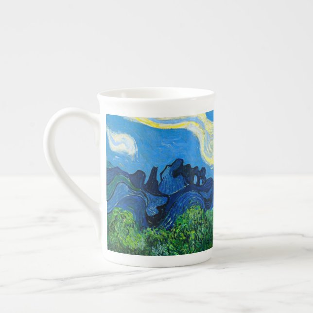 Van Gogh Olivenbäume in einer Bergwelt Prozellantasse (Links)
