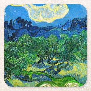 Van Gogh Olivenbäume in einer Bergwelt Rechteckiger Pappuntersetzer