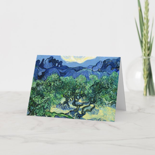 Van Gogh - Olivenbäume mit Alpillen im Hintergrund Karte (Vorderseite)