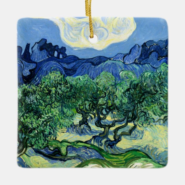 Van Gogh - Olivenbäume mit Alpilles Hintergrund Keramikornament (Vorderseite)