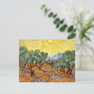Van Gogh: Olivenbäume mit gelbem Himmel und Sonne Postkarte