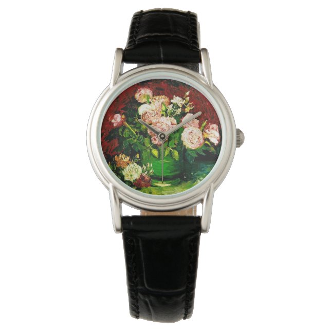 Van Gogh Peonies und Rose Armbanduhr (Vorderseite)