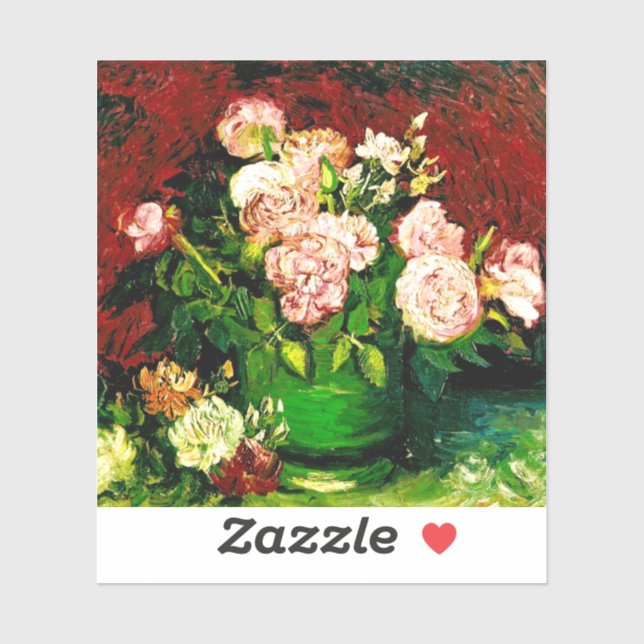 Van Gogh Peonies und Rose Aufkleber (Blatt)