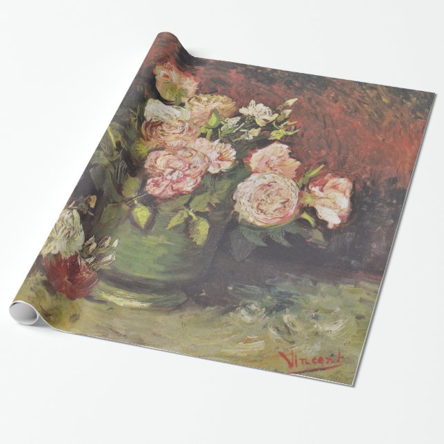 Van Gogh Peonies und Rose Florenz Kunst, Dichtung  Geschenkpapier (Ungerollt)