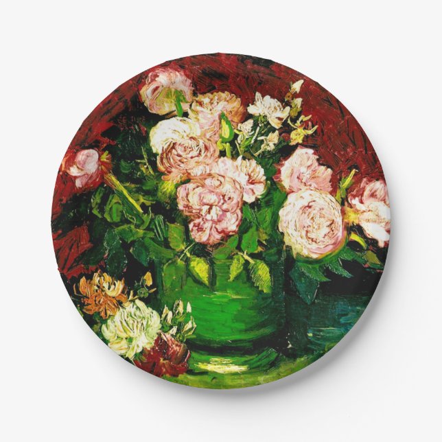 Van Gogh Peonies und Rose Pappteller (Vorderseite)