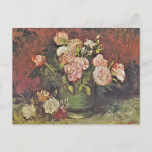 Van Gogh Pfingstrosen und Rosen Florale Kunstgaler Postkarte