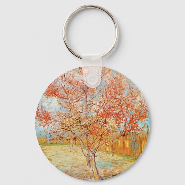 Van Gogh Pink Peach Tree in Blossom Schlüsselkette Schlüsselanhänger (Vorderseite)