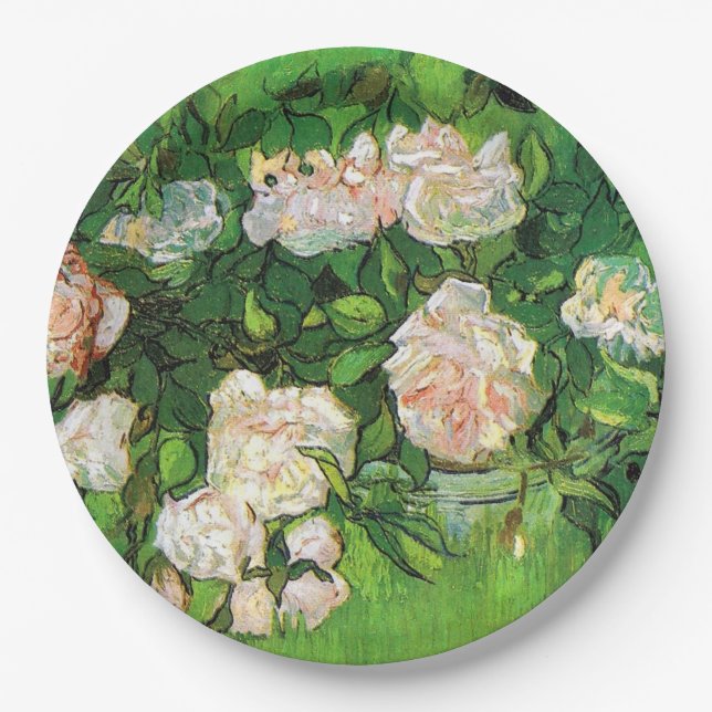 Van Gogh - Pink Roses Pappteller (Vorderseite)