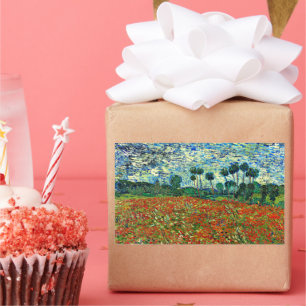 Van Gogh - Poppy Field, Rechteckiger Aufkleber