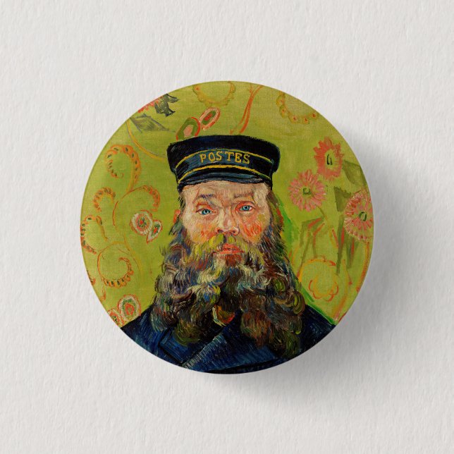 Van Gogh Postbote. Porträt Impressionismus Kunst Button (Vorderseite)