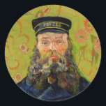 Van Gogh Postman. Portrait Impressionismus Art Runder Aufkleber<br><div class="desc">Van Gogh Aufkleber "The Postman (Joseph Roulin)". Gelbe Porträtfotografie Impressionismus Kunst.</div>