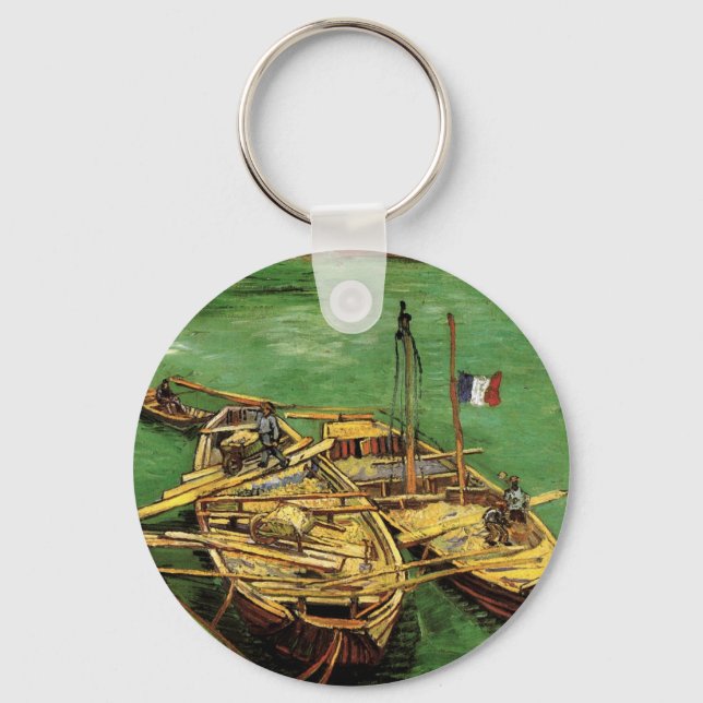 Van Gogh Quay mit Männern entladen Sand Barges Schlüsselanhänger (Vorderseite)