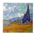 Van Gogh - Radfeld mit Fahrrädern Fliese<br><div class="desc">Vincent Van Gogh's Wheatfield mit Cypressen. Das Öl auf der Leinwand aus dem Jahre 1889 zeigt ein goldenes Weizenfeld, einen großen Zypressenbaum, Olivenbäume und das Gebirge Les Alpilles, wie man an Van Gogh's Fenster beim Asyl von Saint-Remy sieht. Keywords: Cypress, Tree, Cornfield, Landscape, Painting Im Gegensatz zu ähnlichen Läden, Art...</div>