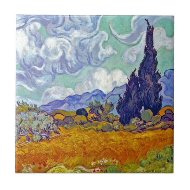 Van Gogh - Radfeld mit Fahrrädern Fliese (Vorderseite)