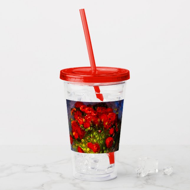 Van Gogh Red Poppies Acryltrinkbecher (Vorderseite Ice)