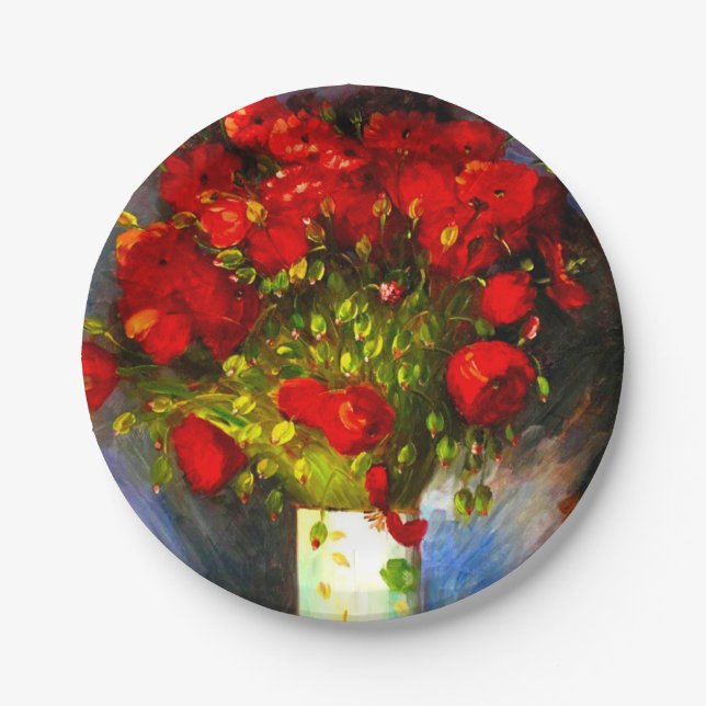 Van Gogh Red Poppies Pappteller (Vorderseite)