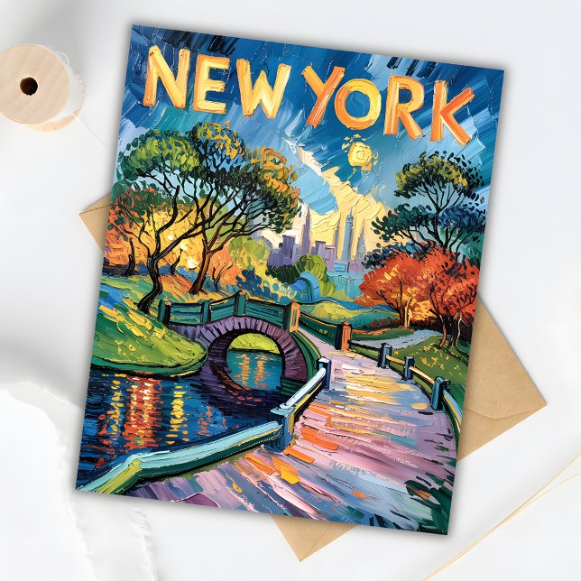 Van Gogh Retro New York Central Park USA Travel Postkarte (Von Creator hochgeladen)