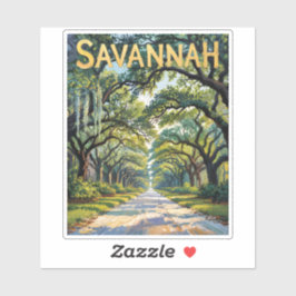 Van Gogh Retro Savannah Georgia Oak Avenue Travel Aufkleber