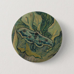 Van Gogh Riesiger Pfauenspinner Vintage Natur Kuns Button