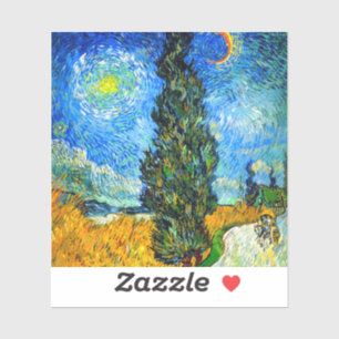 Van Gogh Road mit Cypress und Star Aufkleber