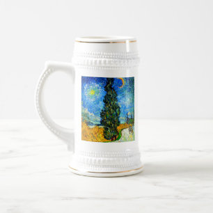 Van Gogh Road mit Cypress und Star Bierglas