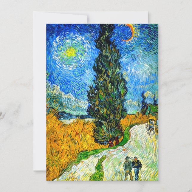 Van Gogh Road mit Cypress und Star Einladung (Vorderseite)