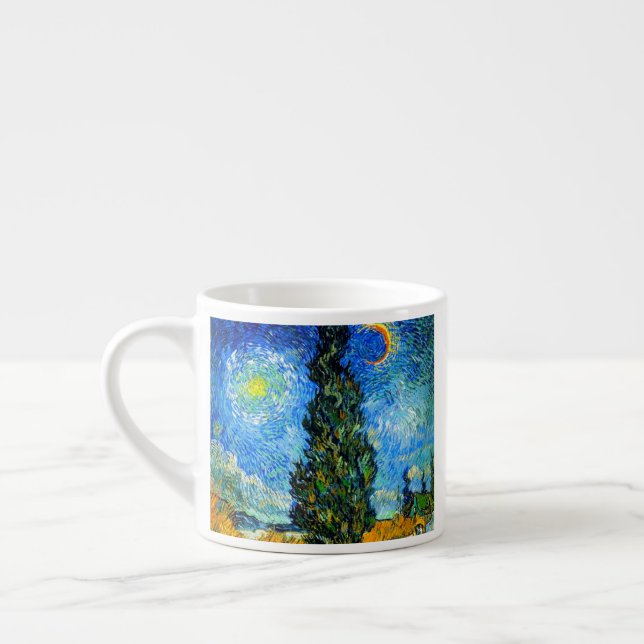 Van Gogh Road mit Cypress und Star Espressotasse (Links)