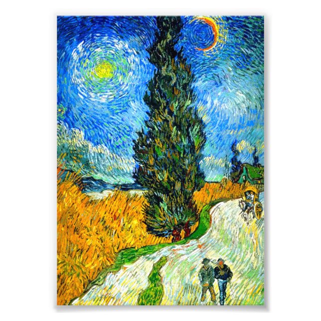 Van Gogh Road mit Cypress und Star Fotodruck (Vorne)
