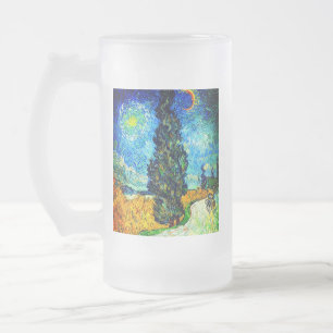 Van Gogh Road mit Cypress und Star Mattglas Bierglas