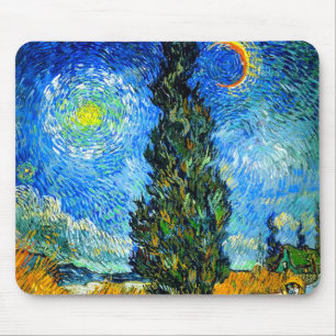 Van Gogh Road mit Cypress und Star Mousepad