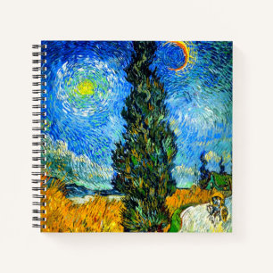 Van Gogh Road mit Cypress und Star Notizbuch