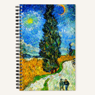 Van Gogh Road mit Cypress und Star Notizbuch