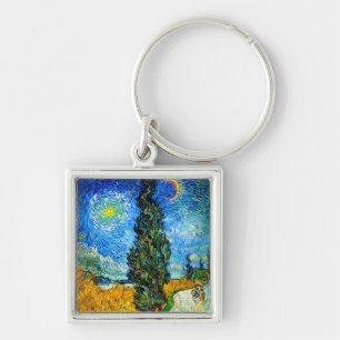 Van Gogh Road mit Cypress und Star Schlüsselanhänger