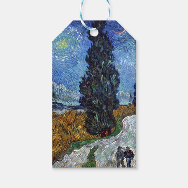 Van Gogh Road mit Cypressionismus Geschenkanhänger (Vorderseite)