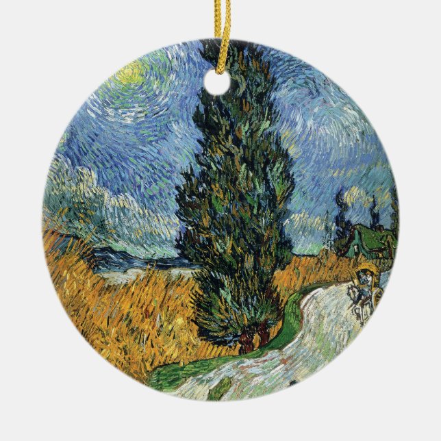 Van Gogh Road mit Cypressionismus Keramik Ornament (Vorne)