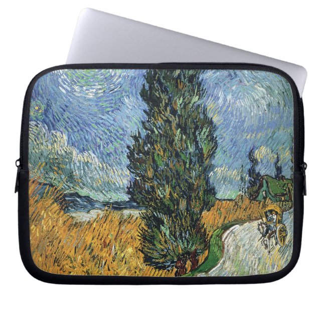 Van Gogh Road mit Cypressionismus Laptopschutzhülle (Vorderseite)