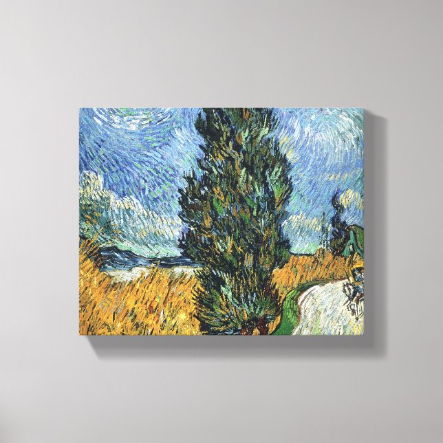 Van Gogh Road mit Cypressionismus Leinwanddruck (Vorderseite)