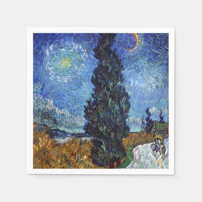 Van Gogh Road mit Cypressionismus Serviette (Vorderseite)